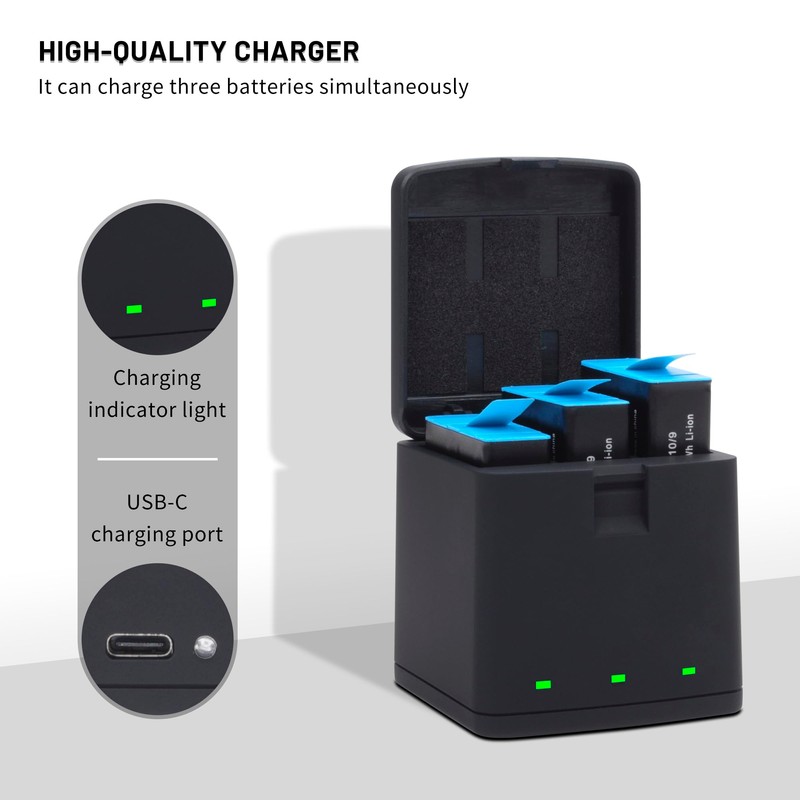 2-Pack Hero 12 11 10 9 Batteries with 3 Channel