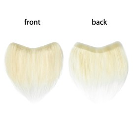 Meiverah Frontal Hairpiece for Men Hair Extension Hairline Loss Straight Tape in Human Hair Toppers Replacement Toupee (Light Blonde, 60#, 0.78"x6.3", 6")