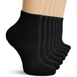 DHSO 7 Pairs Ankle Compression Socks for Women Athletic Running Socks Low Cut with Arch Support(7-Black,Small-Medium)