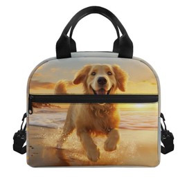 Guosanchn Kids Lunch Bag Golden Retriever Insulated Lunch Box for Women Adults Lunchbox Tote Purse Cooler Bags for Boys Girls with Crossbody Straps School Daycare Office Work