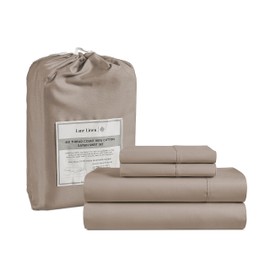 LANE LINEN King Size Sheets Set - 450 Thread Count 100% Cotton King Sheet Set, 4 Pc King Bed Sheets, King Sheets Cooling, Breathable King Size Bed Sheets, Deep Pocket King Sheets - Taupe