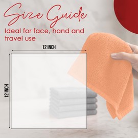RIVERSIDE 24 Pack Washcloths Set - 100% Cotton [12x12 Inches] - Soft, Quick-Dry & Highly Absorbent Face Towels - Perfect for Bathroom, Gym, Hotel, Spa & Travel - Orange