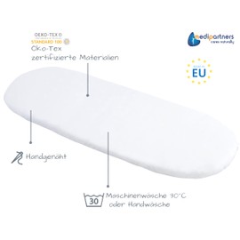 Medi Partners Fitted Sheet for Pram, 86 x 40 cm, 100% Cotton Mattress Protector (White)