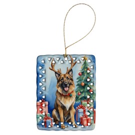 Belgian Tervuren Christmas Reindeer Porcelain Ornament