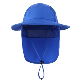 Magracy Kids Boys Outdoor Sun Hat UPF 50+ Neck Flap Wide Brim Sun Protection Hat, lightblue