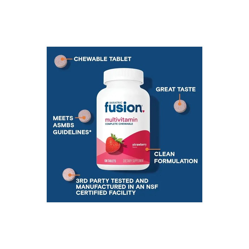 Multivitamínico Bariatric Fusion Masticable 120 Tabletas Vitaminas Minerales B12 Hierro