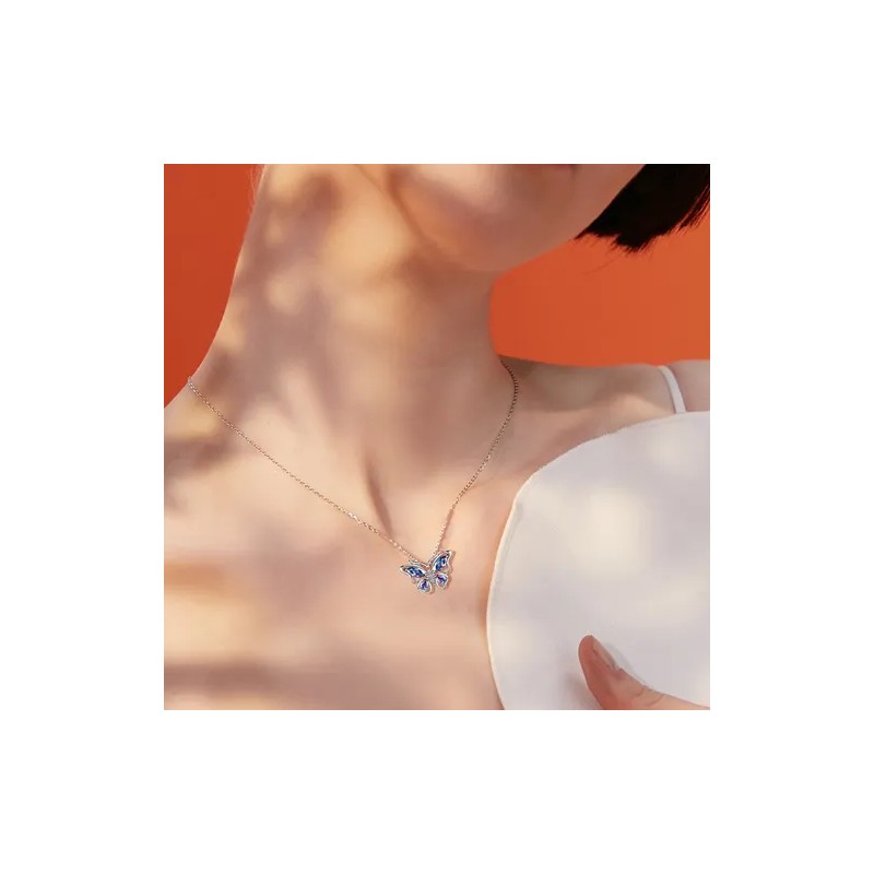 Collar De Plata 925 Mariposa Con Amatista Para Mujer Color
