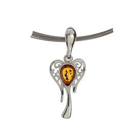 Artisana-Schmuck Amber Angel Pendant (without Chain), Set in Rhodium-Plated 925/000 Sterling Silver, Rhodium-plated 925/000 sterling silver Baltic Amber, Amber