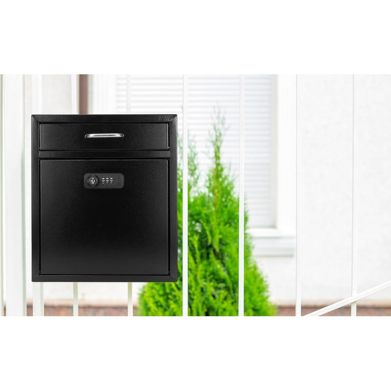 QWORK Versatile Secure Mailbox -Wall Mount Secured Postbox with Combination