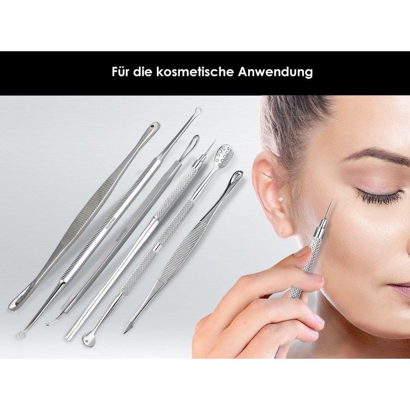 6-Piece Stainless Steel Comedone Squeezer Set Blackhead Remover