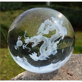 YISHUI HP0099 Crystal Dragon, Dragon's Sparkle, Laser Carved, Feng Shui Goods, Dragon Figurine, Good Luck, 2.4 inches (60 mm), 3.1 inches (80 mm), Base Included