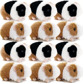 12 Pieces Cute Guinea Pig Stuffed Animal Bulk Guinea Pig Plush Toy Small Stuffed Doll with Chain for Boy Girl Party Favors Goodie Bag Fillers Carnival Prizes Birthday Gift, 4 Inch