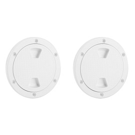 UPALDHOU 2 Pcs Boat Round Inspection Hatch, 4in ABS Deck Plate Round White Anti UV Wear Proof Screw Out Boat Inspection Hatch Cover