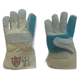 Just In Trend Split leather safety work gloves - Green - Medium - 2 Pairs PACK