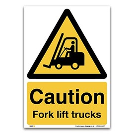 Caution Forklift Truck Sign – A5 Warning Sign – 1mm Rigid Plastic – Construction Site Safety Sign – Warehouse Workplace Hazard Notice – High Visibility Security Warning