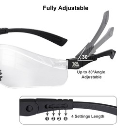 xaegistac Shooting Glasses Anti-fog Shooting Range Eye Protection, Adjustable Safety Glasses with Zipper Hard Case (black frame clear lens)