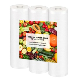 3 Pack Vacuum Sealer Bags for Food, 3 Rolls 10" x 16' Commercial Grade BPA Free Bag Rolls, Food Vac Bags for Storage and Sous Vide