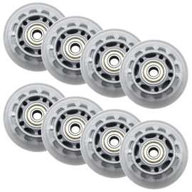 Inline Skate Wheels 64mm, Clear Roller Blade Replacement Wheels with Bearings for Skate, Office Chairs, Luggage (8 Pack)
