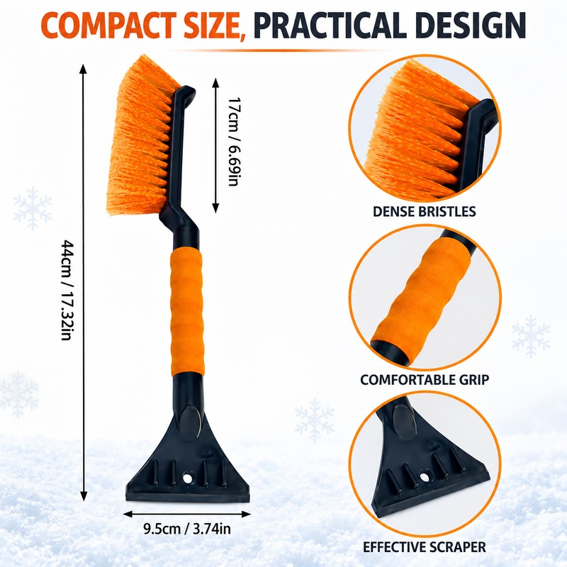 2-in-1 Car Snow Brush & Ice Scraper – 44cm Windshield