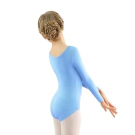 Leotardo para niña manga larga profesional danza colores (Azul cielo, 8-10)