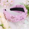 Uintoon Purple Headband Bow Pearl Knotted Headbands for Women Girls