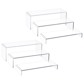 Blaithom Acrylic Display Risers 6pcs 2 set 12'' Large Clear Display Stands Riser for Vendor Events, Thickened to 0.2'' Acrylic Shelf for Buffet,Food,Party,Figurines,Collectibles,Jewelry,Toys,Perfume