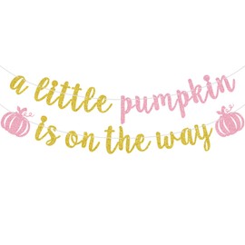 Pink Glitter A Little Pumpkin is on the Way Banner, Sweet Little Pumpkin/Pumpkin Oh Baby, Funny Fall Leaves Pumpkin Themed Baby Shower Gender Reveal Party Decorations Supplies