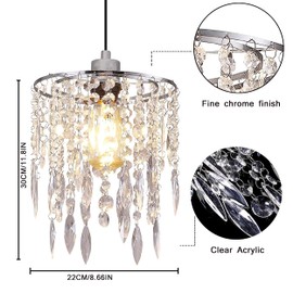 Hi-ERA Crystal Lampshade for Ceiling Pendant Light, Easy Fit Chandelier Light Shade Lamp Shade for Living Room Bedroom Kitchen Wedding and Party Decoration, Diameter 22 cm, 2 Tiers, Clear