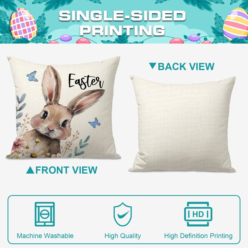 FUYUCHEN Happy Easter Pillow Covers 18x18 Inch Set of 4