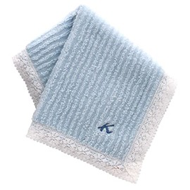 Kitamura 000208-0001-01 Lace Towel Handkerchief, Women's, Blue, 100% Cotton, Handkerchief, Present, Gift