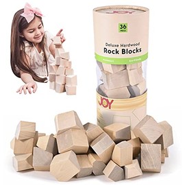Toddler Toys Wooden Stacking Blocks - Montessori Toys for Boys and Girls Toys for Kids Wooden Toys - Deluxe Hardwood Rock Stacking Toys - Gifts for Girls and Boys - 36 Piece Set (Natural)