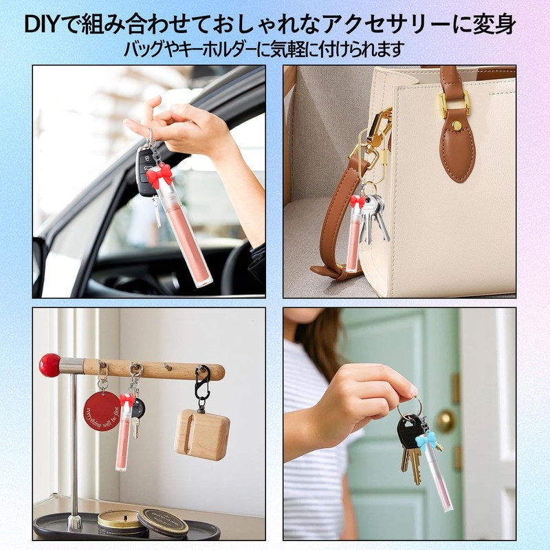 Lip Cream Keychain Cap Lipstick Lid Plastic Texture Holder Bowknot