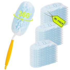 30 Count Duster Refills 360 Heavy Duty Duster Refills Compatible with Swiffer Dusters for Cleaning Home, Office, Furniture (30 Count+1 Handle)