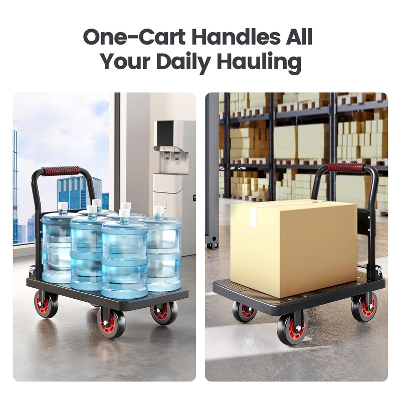 TIDY PALM Upgraded Foldable Push Cart Dolly | 880 lbs.