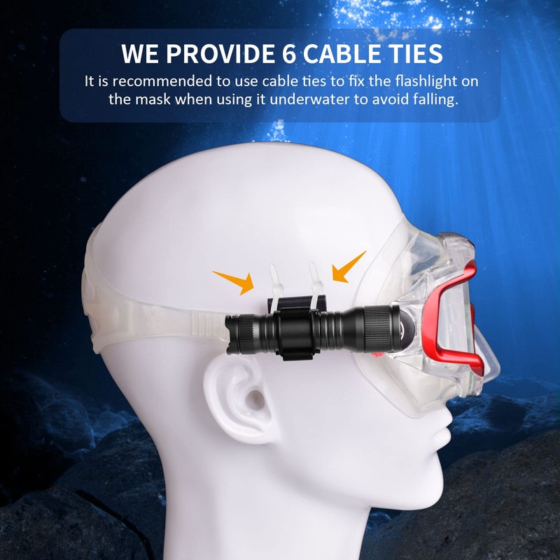 ORCATORCH D560 Mini Scuba Dive Light Headlamp 650 Lumen Mask