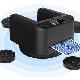 FOSMIJIZ Smart Automatic Card Dealer Machine，360° Rotating Universal Anti-Cheating Playing Card Dealing Tool, Rotating Card Dealer Machine for UNO, Texas Hold'em, Blackjack,Home Card Games，Black