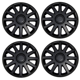 Tuningpros WC3-17-610-B - Pack of 4 Hubcaps - 17-Inches Style Snap-On (Pop-On) Type Matte Black Wheel Covers Hub-caps