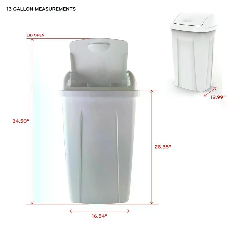 Mainstays 13 Gallon Trash Can, Plastic Swing Top Kitchen Trash