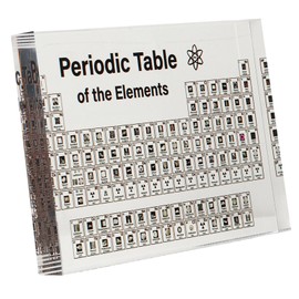 Vcedas Periodic Table with Real Elements Inside, Clear Acrylic, Ergonomic Periodic Table with Real Chemical Elements for the Classroom, VCEDASA0HWNMIB52