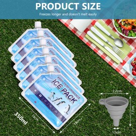 flintronic 6 Pack Ice Packs, High-Performance Cooling Ice Bag, Long lasting Reusable Ice Boards, Reusable for Camping, Picnic, Beach & Outdoor Sports, 16 * 19 CM