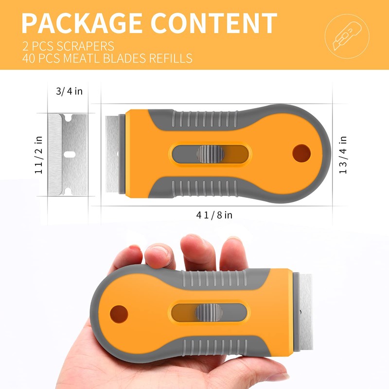 Razor Blade Scraper, 1 Pack Plastic Retractable Glass Scraper with