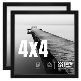 LaVie Home 4x4 Picture Frame 2 pack, Display Pictures 4 x 4 Poster Frame, 4x4 Black Photo Frame with HD Plexiglass, Picture Frames for Displaying Photos, Classic Collection