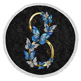 FreedomLook Infinity Butterfly Comfortable Rounded Beach Pool Picnic Towel Blanket - Multipurpose Outdoor Beach Mat