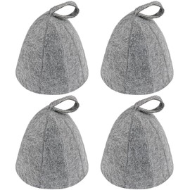 UPIQNG 4Pcs Sauna Hat Felt Bath Cap Shower Hat Russian Banya Cap with Hang Loop,Sauna Head Protectors Hair Cap Vaporarium Hat for Men Women (Grey)