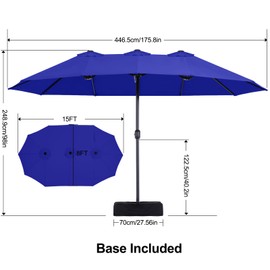 MASTERCANOPY 15FT Double Sided Large Patio Umbrella with Base Included,Suitable For Garden,Pool Side,Deck-Blue
