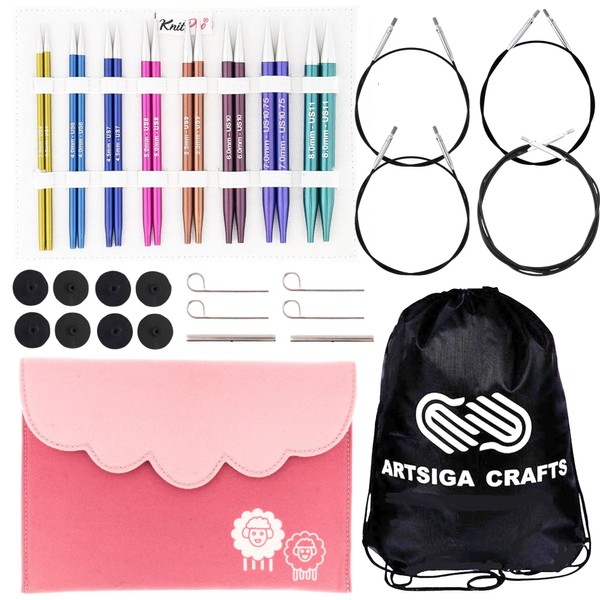 KnitPro Zing Deluxe Set 5 inch Circular Knitting Needles Size