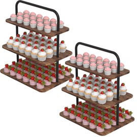 Cupcake Stand, 3-Tier Dessert Stand for 68 Cupcakes, 2-pack Wood & Metal Tower Display Premium Holder Dessert Tree Tower for Wedding Graduation Birthday Christmas Party, Serving Tray