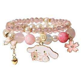 TikTok Viral Cute Cartoon Kawaii Stretch Beaded Bracelet for Women - Crystal Bead Anime Relationship Matching Bracelet, Adjustable Stretch for Comfort, Anime Aesthetic, Everyday Wear, Cosplay Jewelry