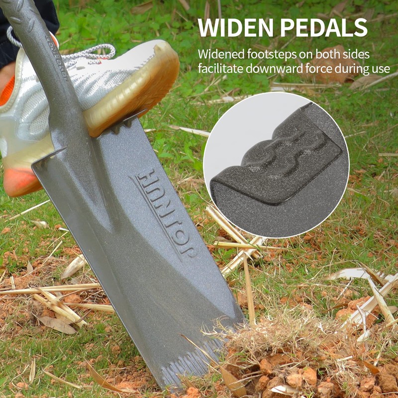 HANTOP Flat Spade Garden Shovel Edging Shovels with Wooden Handle
