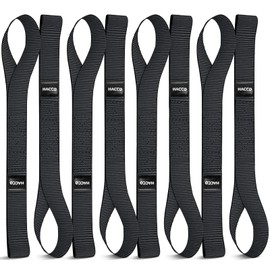 Haccoplanet 8PK Soft Loop Motorcycle Tie-Down Straps, 1.6 x 17inch 10000LB Break Strength, Heavy Duty Tie Down Loops for Securing ATV, UTV, Dirt Bike, Lawn & Garden Equipment (Black)
